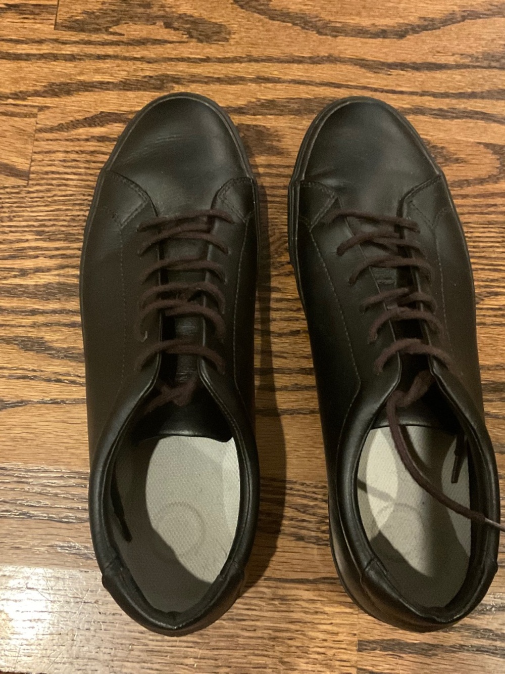 Black MUJI leather sneaker, men size 10.5, women size 12